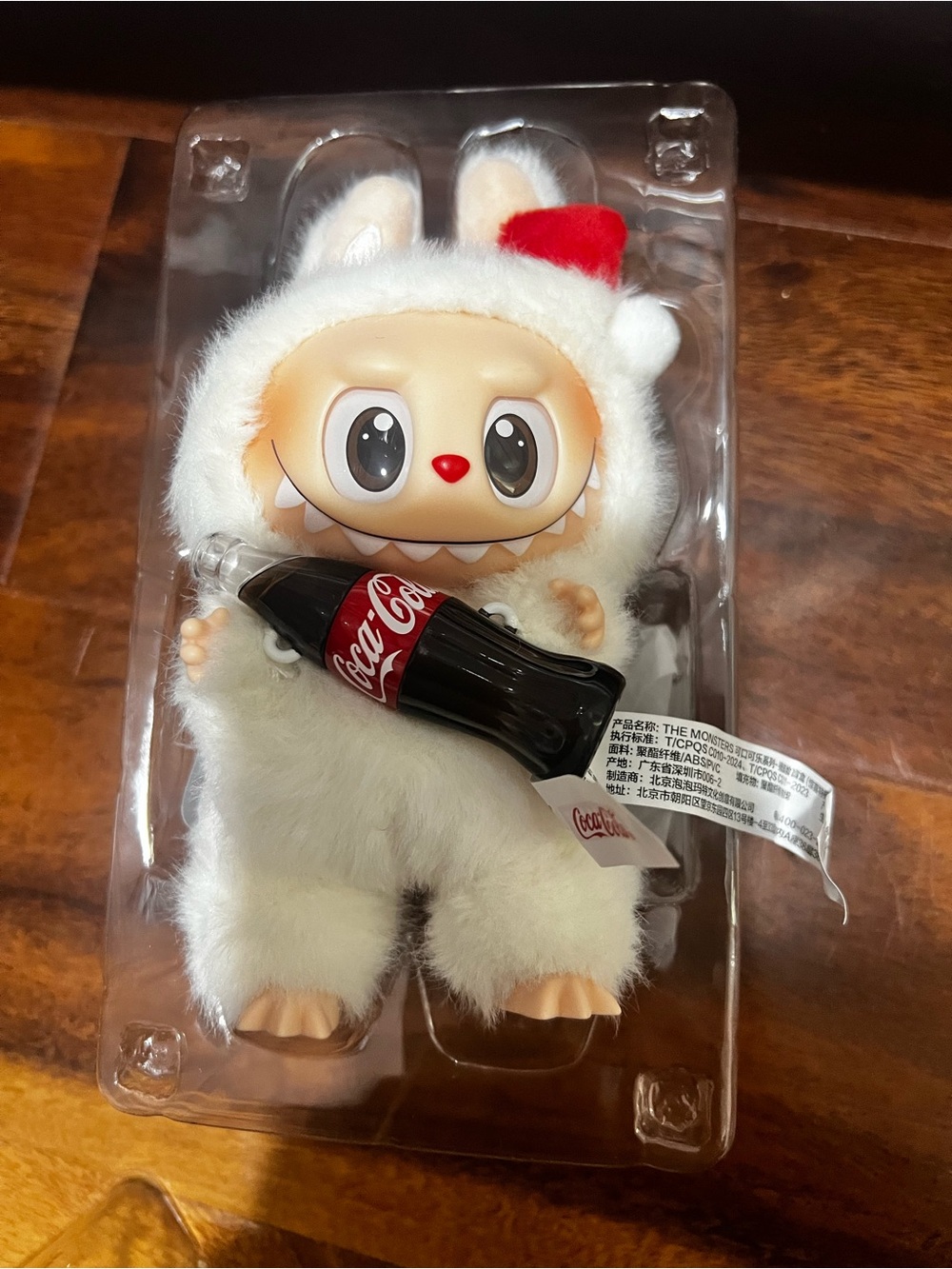 Labubu Coca Cola White Furry Monster plush